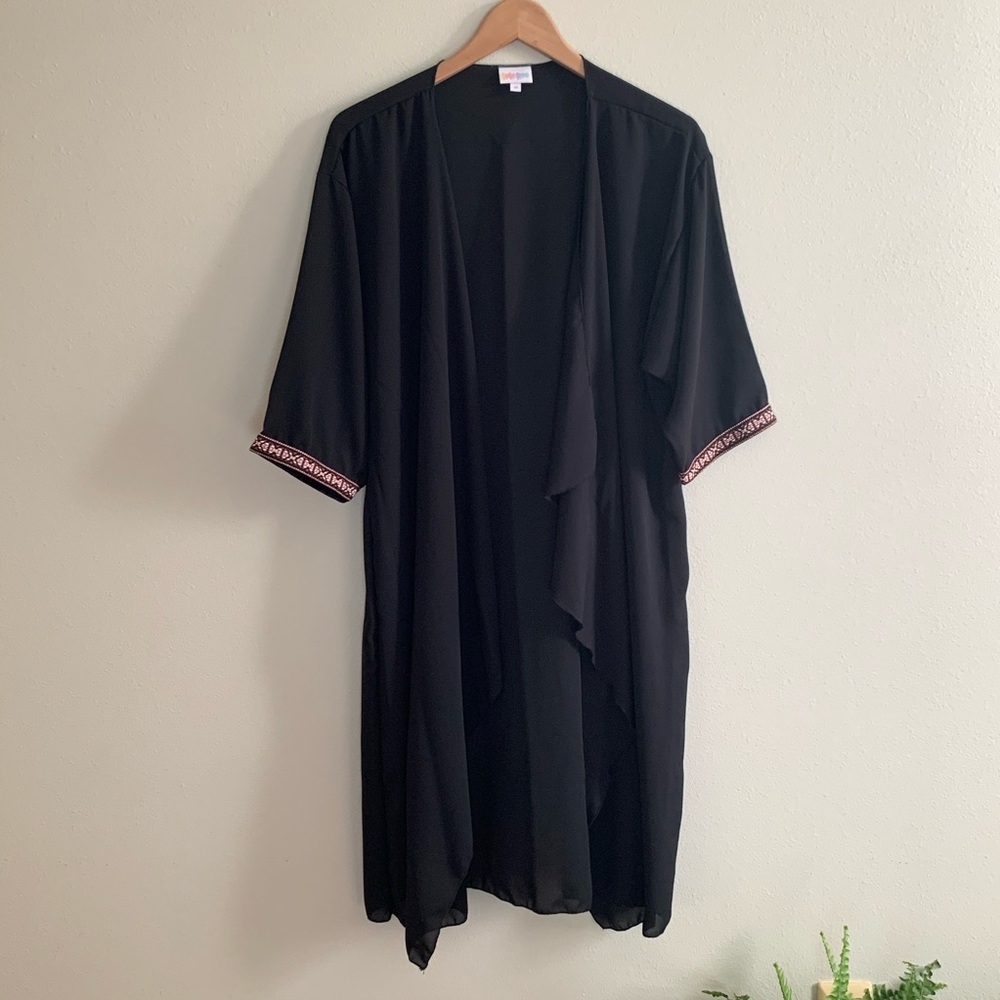 Lularoe Shirley, Black Sheer with Sleeve Detail, M